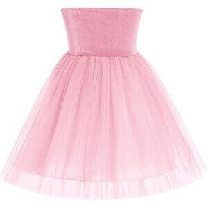 ODOLDI Girls Pink Velvet Tulle Dress, Size 130 NWT